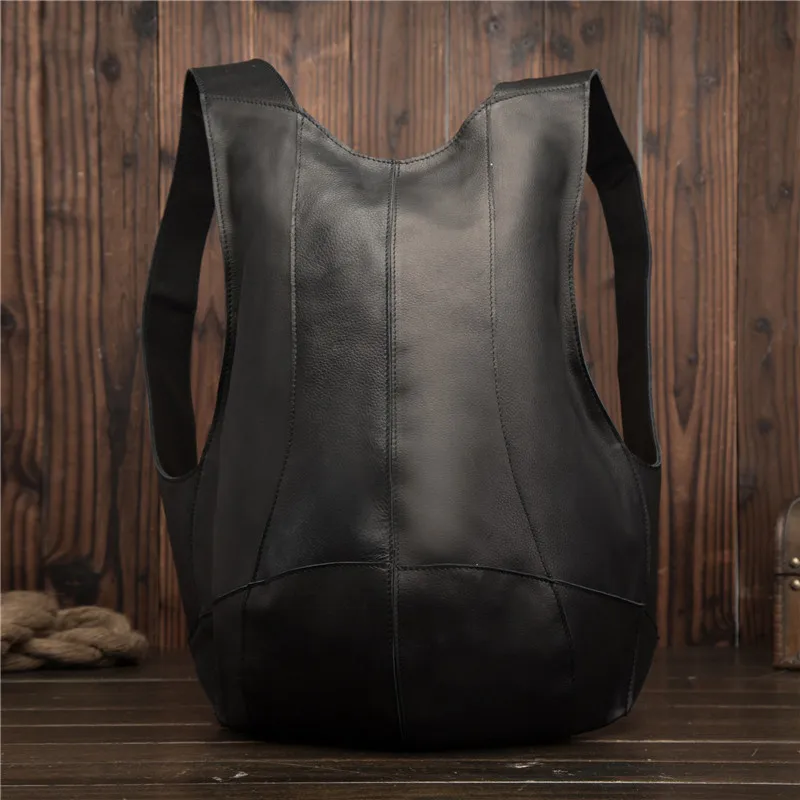 2108 Men's Crazy Horse Leather Cowhide Backpack Retro Casual Dark Brown Backpack