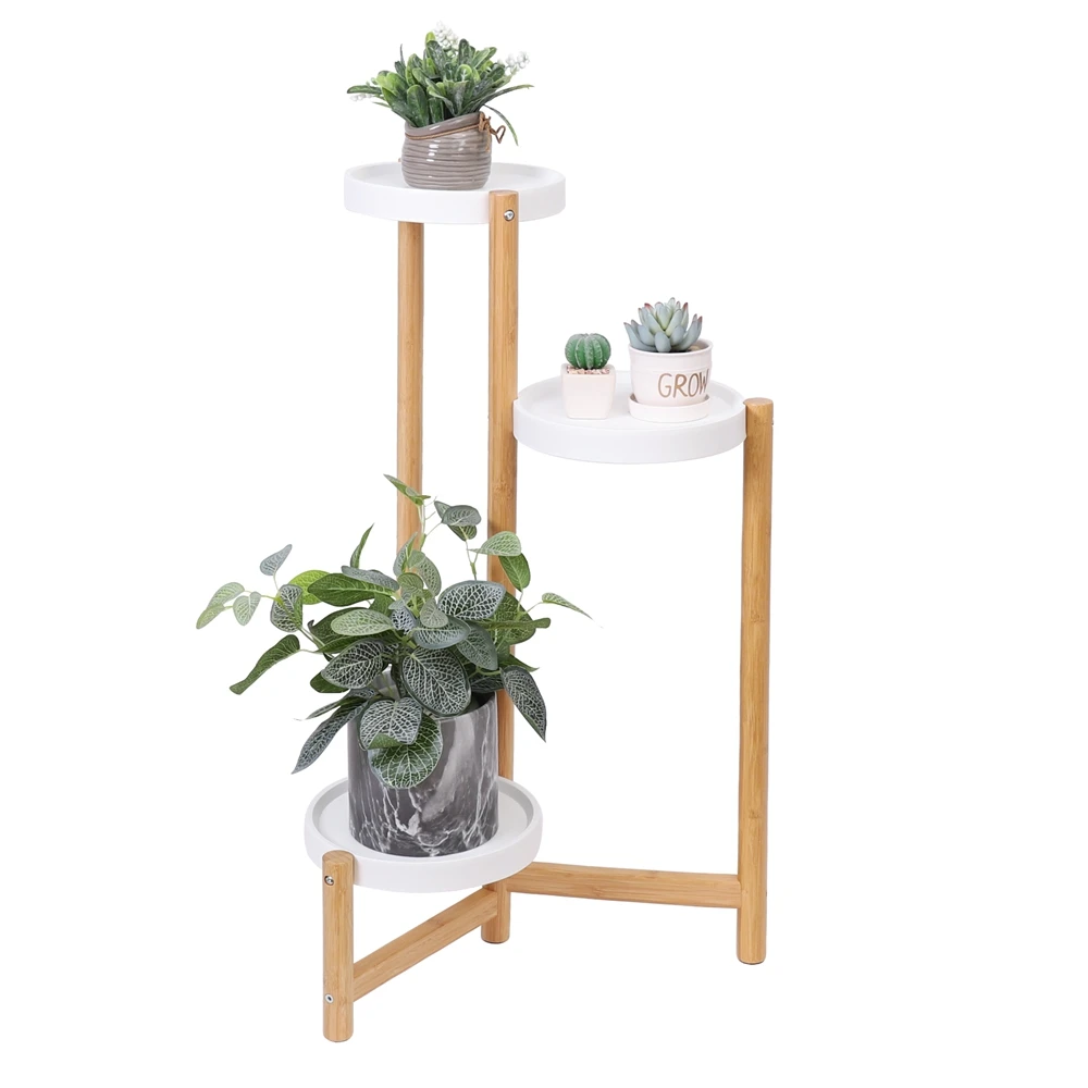 

Bamboo Plant Stand Tall Corner Flower Pot Holder 3 Tiers Plant Display Rack