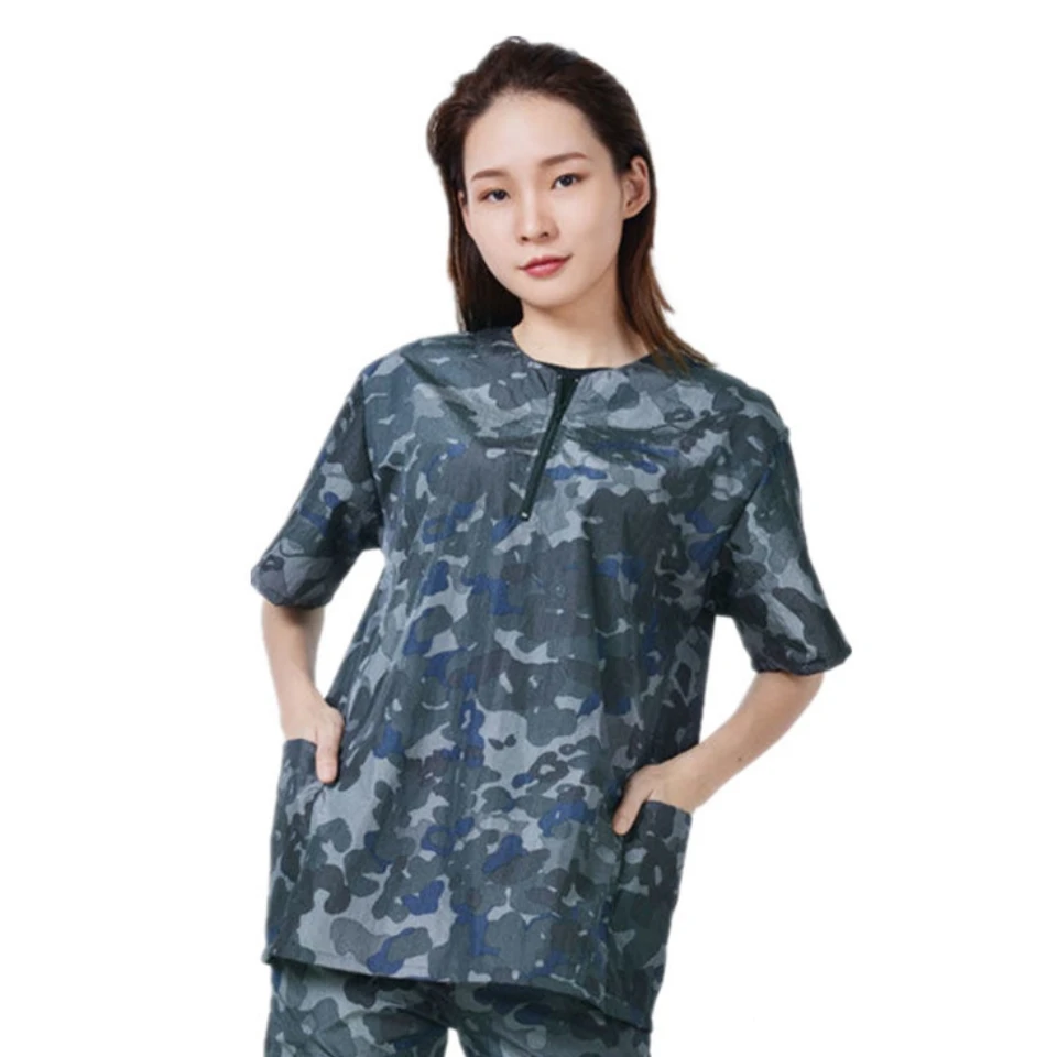Pet Dog Grooming Work Clothes Pet Shop Waterproof Uniforms Anti Static Gown Non-stick Hair Hairdresser Robe Camouflage Set Y0520