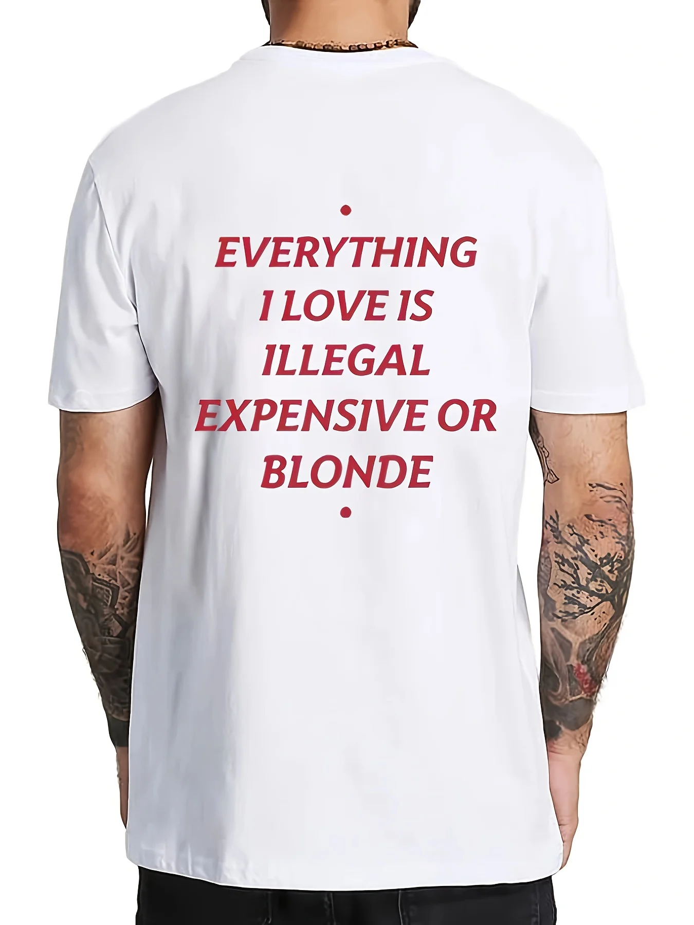 Retro Tee T Shirt Men Simple Font Humorous Meme Text Back Graphic Print Short Sleeve Cotton Street Tops