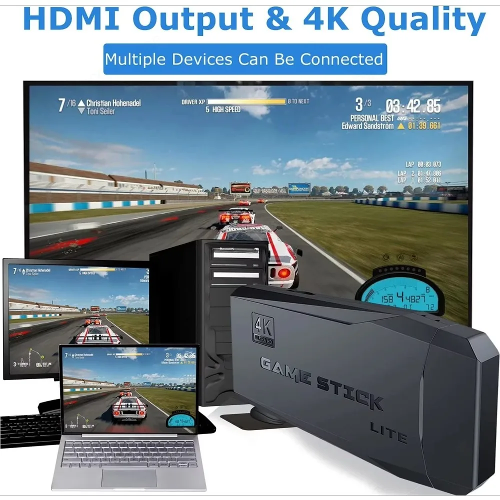 M8 Retro HD 4K TV Video Game Stick with 20000 Preloaded Games and Two Wireless Controllers for Kids & Adults to Play at Home