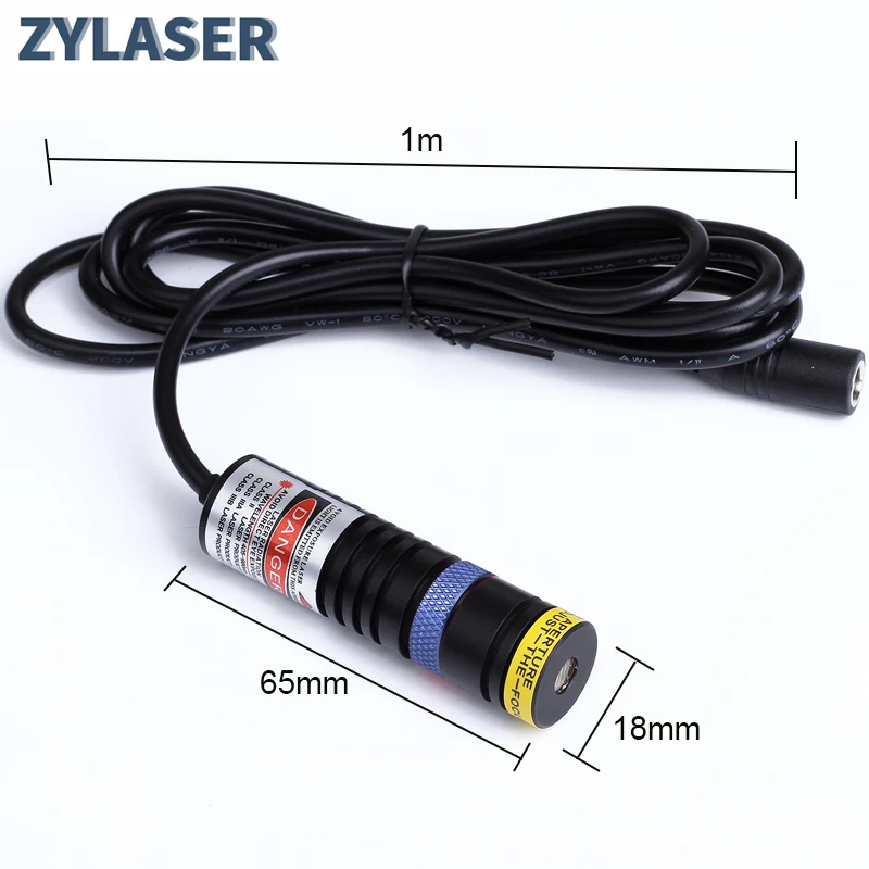 Plastic Lens 18X65mm Focusable 450nm Blue Line/Cross Line Laser Diode Module with Adapter&EU Holder for Positioning Cutting