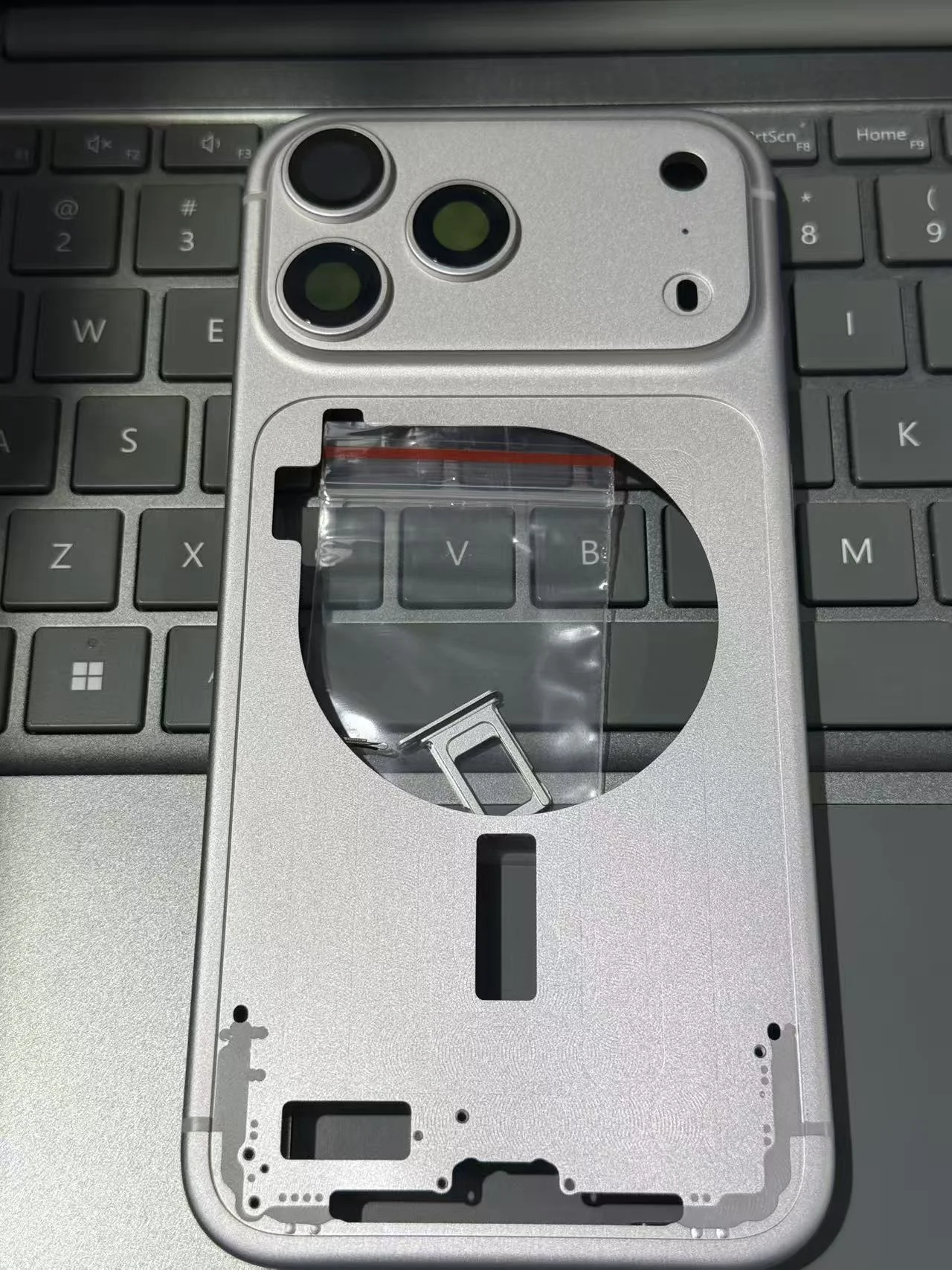 Compatible with iPhone 17 Pro Max Middle Frame With Sapphire Lens Preinstalled Buttons Camera Key No Pop-up Alertrt,No glass