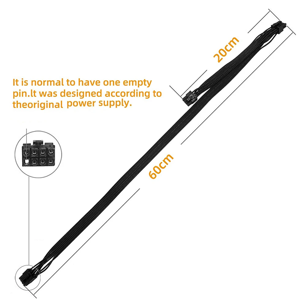 ATX CPU 8 Pin Male to Dual PCIe 2 x 8 Pin (6+2) Male Power Cable for Corsair Modular Power Supply (60 cm + 20 cm)