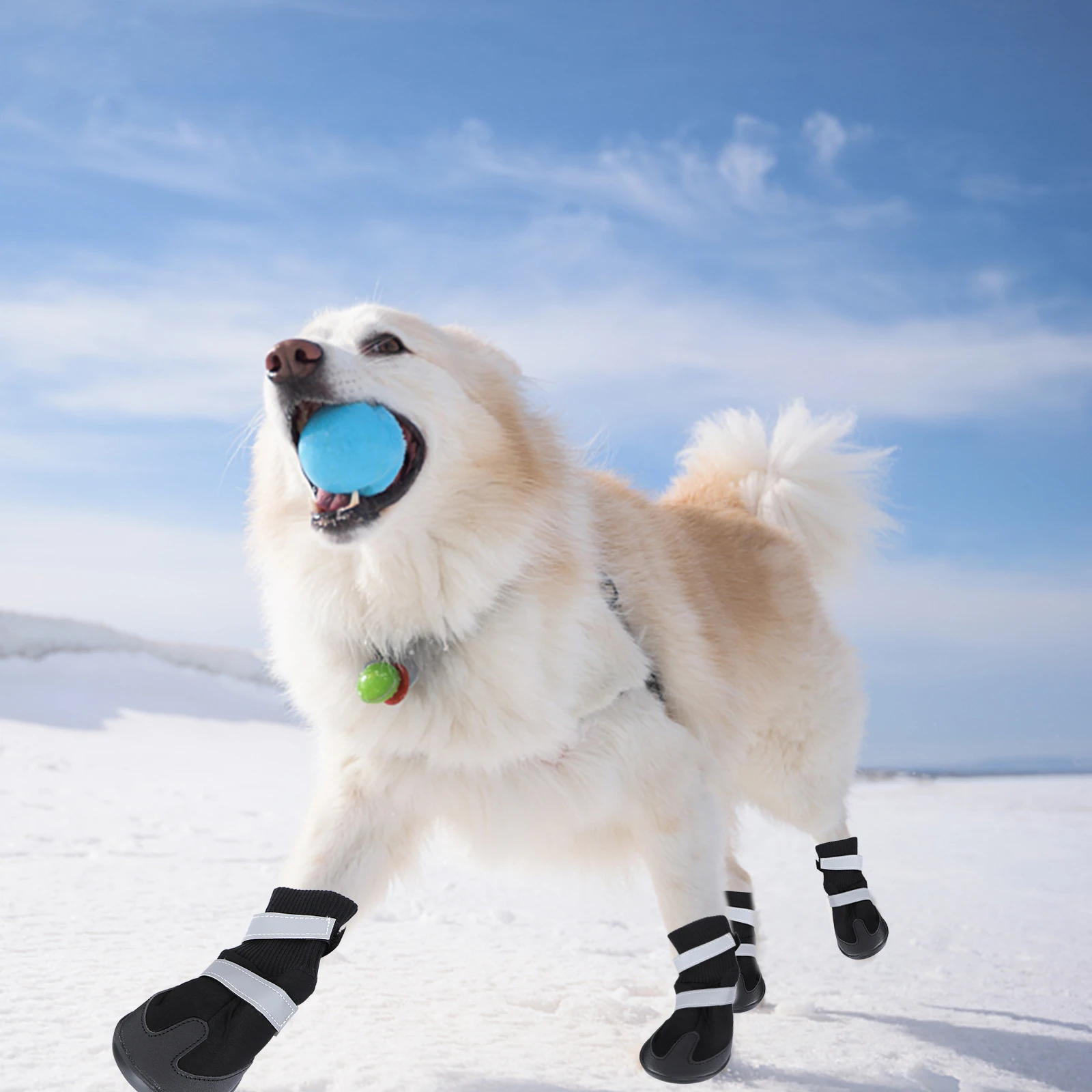 

4pcs Dog Shoes For Medium Large Dogs Black Size S Waterproof Thick Sole Snow Winter Hiking Outdoor Anti Slip Comfortable Pet