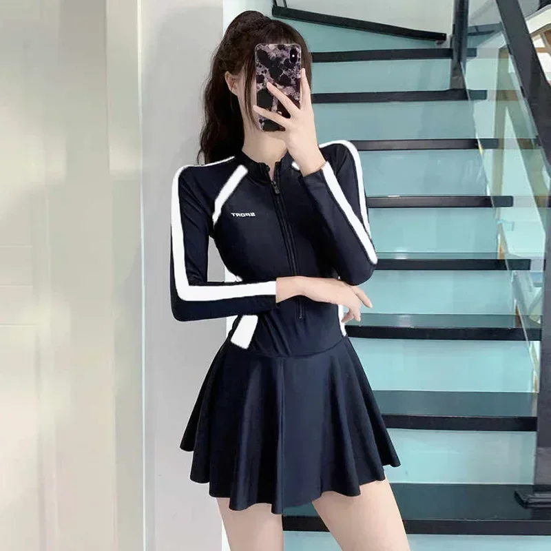 Swimming costume women one-piece sports simple new  dress conservative spa swimsuit thin Slim holiday