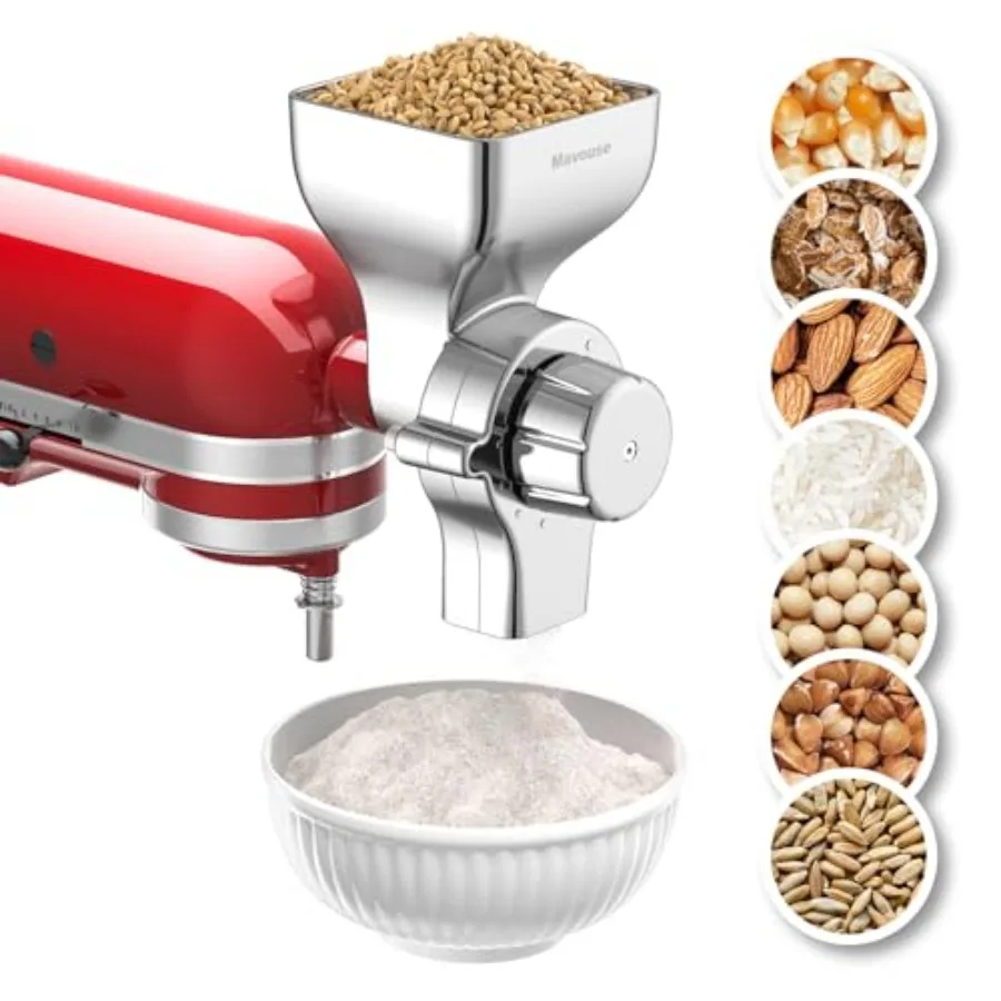 

All Metal Grain Mill Attachment For Kitchenaid Stand Mixer 12 Levels Flour Mill Grinder for Home Fit for Grinding Wheat Corn Oa