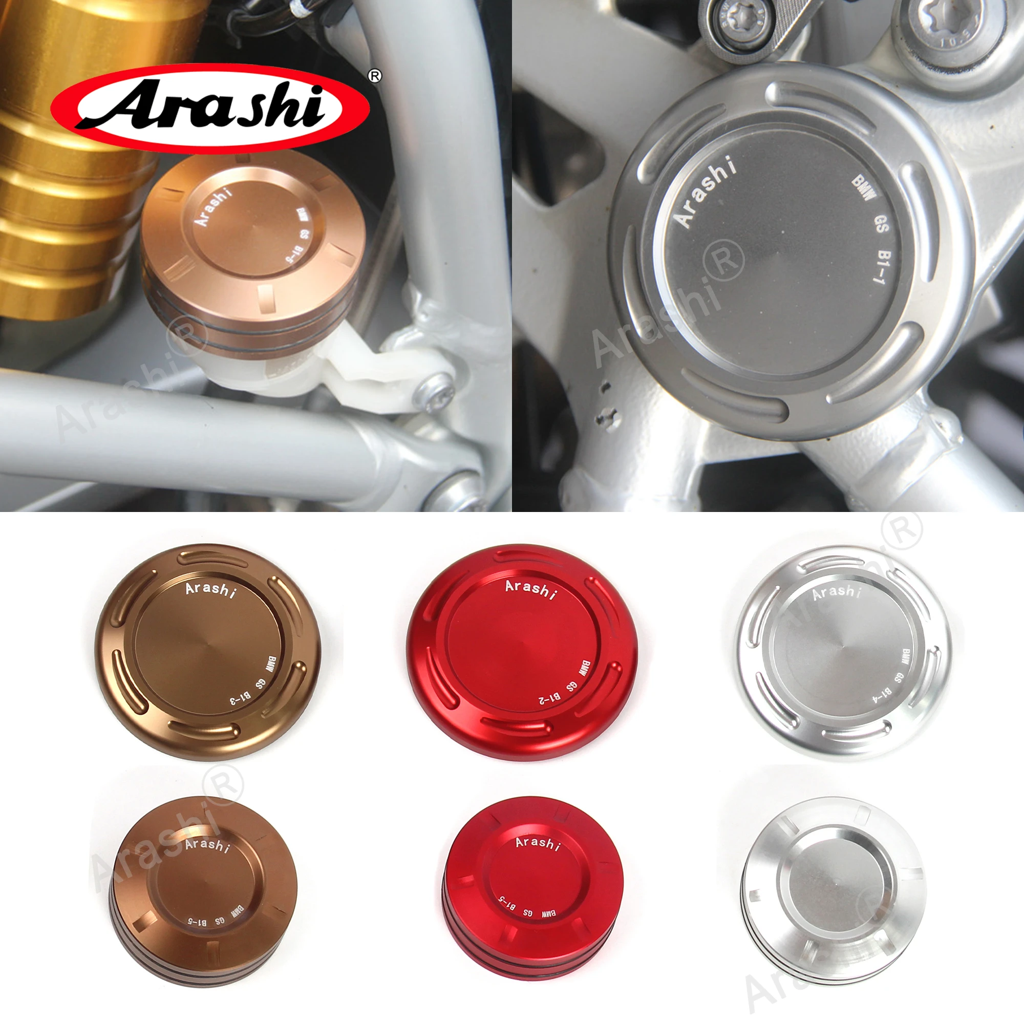 Arashi Swingarm Hole Plug & Rear Brake Fluid Tank Cap Cover Set For BMW R1250GS / Adventure / R1250R R1250RS 2019-2022