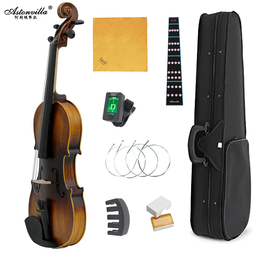 Astonvilla 4/4 Vintage Violin Exquisite Sub-gloss Varnish Stylish Retro Old-fashioned Violin Beginners Stringed Music Instrument