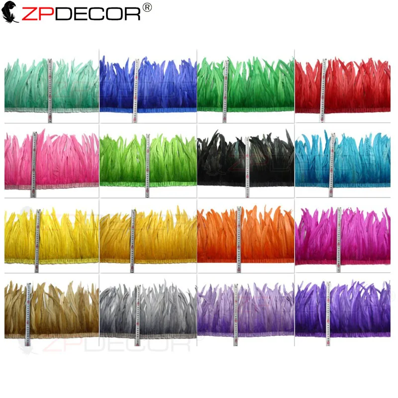 ZPDECOR Rooster Feathers Trim 25-30cm/10-12 Inch Rooster Feather Trim for Crafts And Decorations