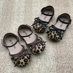 Spring Autumn Baby Girls Leather Shoes Fashion Leopard Princess Mary Janes Shoes Baby Single Flats Shoes