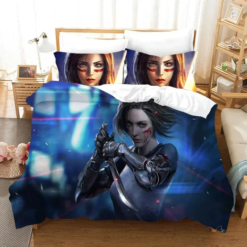 

3D Movie ALITA Battle Angel Bedding Set Boys Girls Twin Queen Size Duvet Cover Pillowcase Bed Kids Adult Home Textileextile
