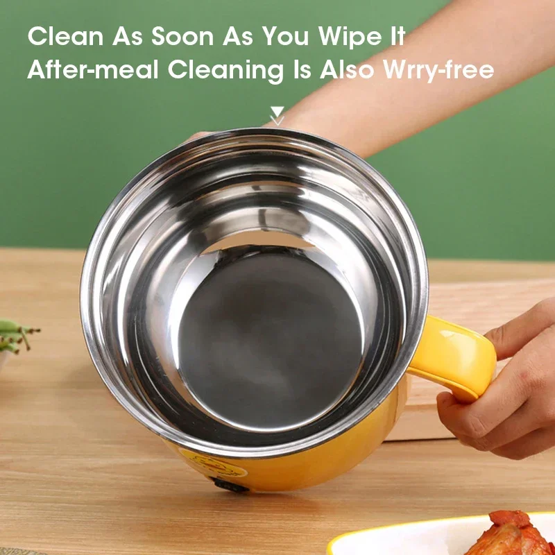 وعاء تسخين كهربائي متعدد الوظائف غير لاصق سعة 1.8 لتر لـ 1-2 أشخاص أجهزة المطبخ المنزلية في سكن الطلاب