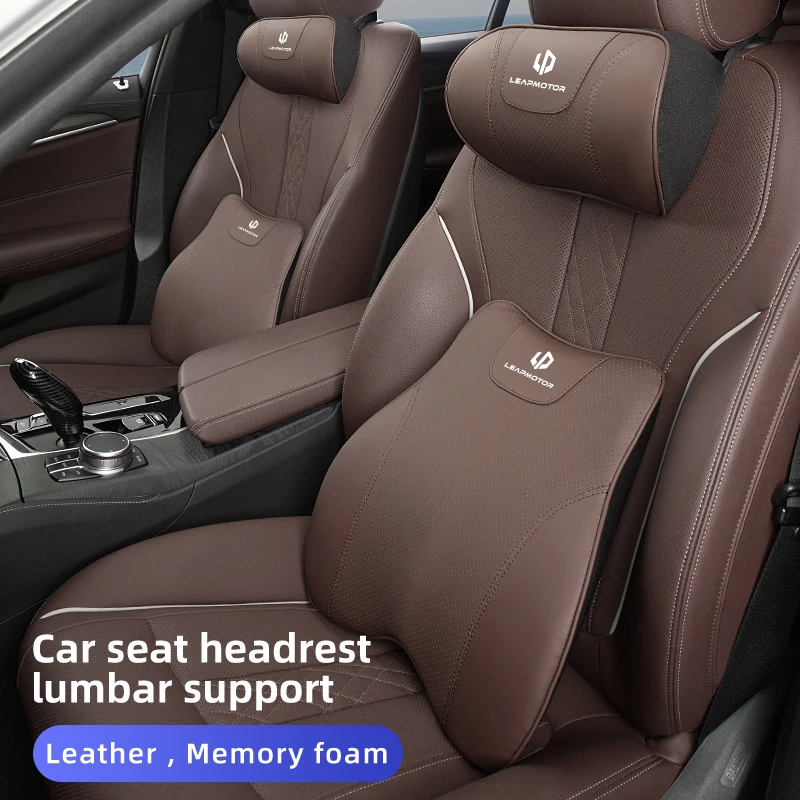 سيارة مسند الرأس بالمقعد الجلود وسادة الرقبة كرسي داعم للفقرات القطنية اكسسوارات ل Leapmotor T03 S01 C11 C01 C10 قفزة المحرك