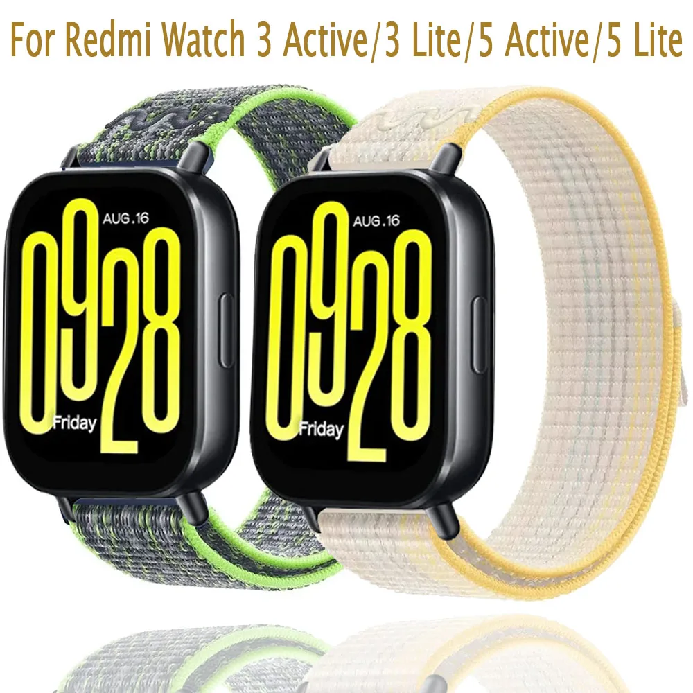 22mm Nylon Loop Strap For Redmi Watch 3 Active/3 Lite Lightweight Comfortable Wristband For Redmi Watch 5 Active/5 Lite Bracelet