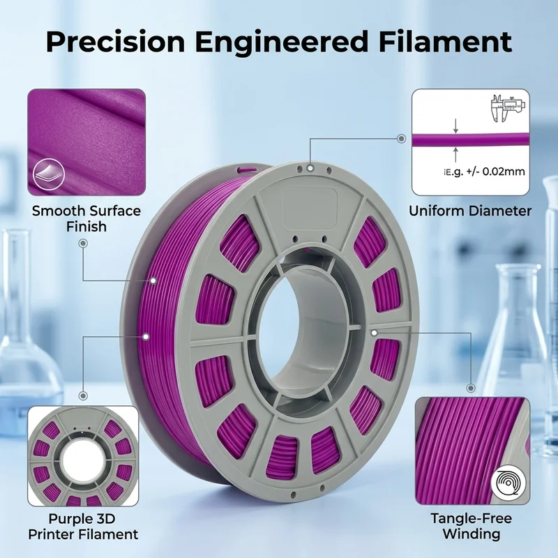 300g Purple PETG Filament 1.75mm, High Toughness & Durable 3D Printer Filament, Tangle-Free Smooth Extrusion Compact Spool for Functional Parts and DIY Models