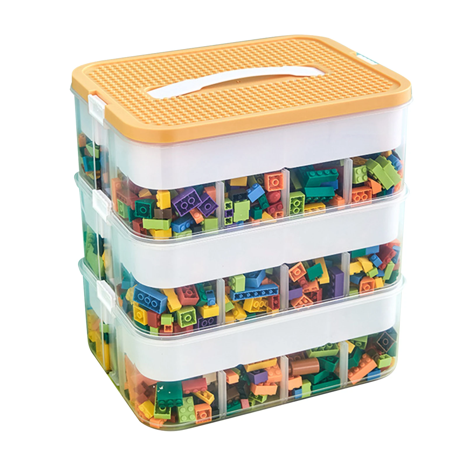 3-lagige Kinder-Baustein-Aufbewahrungsbox, stapelbarer Kleinteilebehälter, sortierter kleiner Aufbewahrungsbehälter, Spielzeug-Organizer-Box