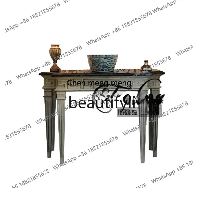 

solid wood semicircular entrance table against the wall retro entrance cabinet shelf entry narrow strip table entrance platform