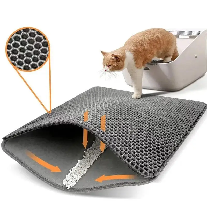 

Waterproof Cat Litter Mat withTrapping Grids, 2-Layer Non-Slip Pet Pad for Litter Boxes Extra Large Washable Floor Protector