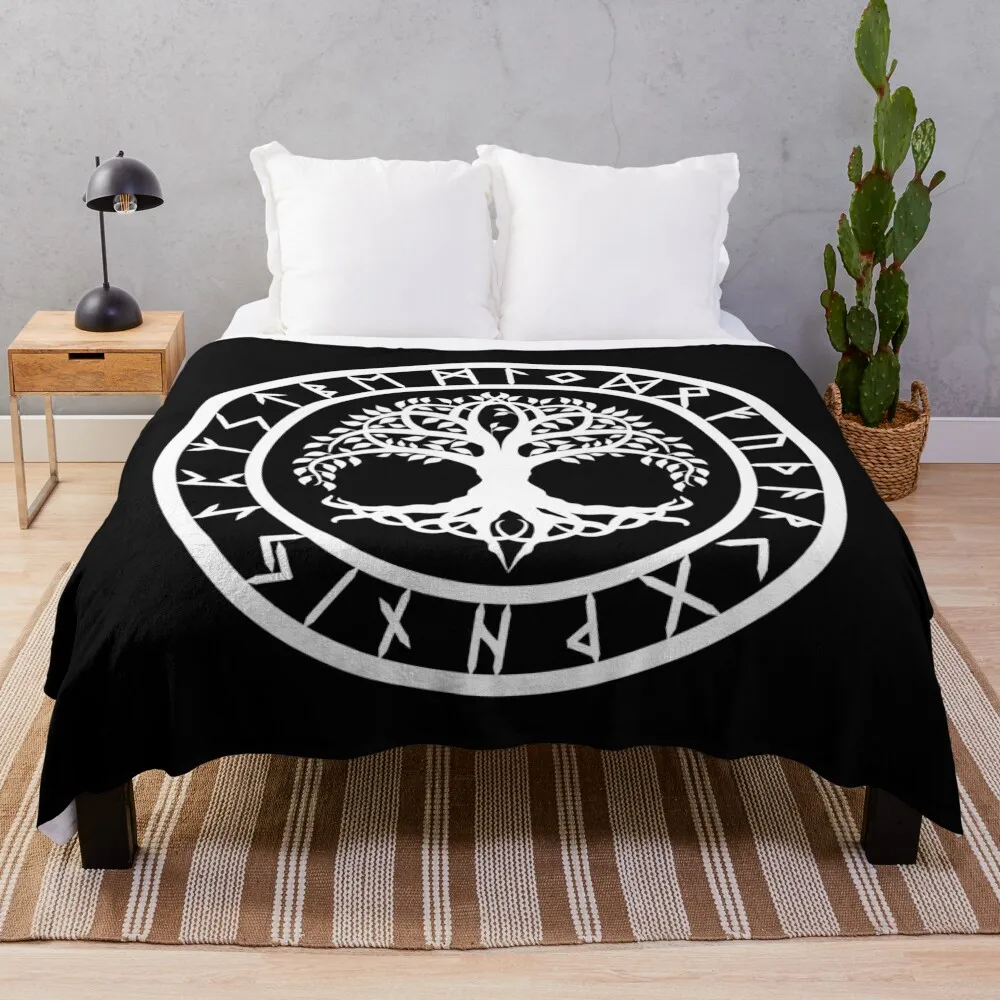 

Yggdrasil /// Rune Circle (Variant II) Throw Blanket Weighted Softest Bed covers Luxury Thicken Blankets