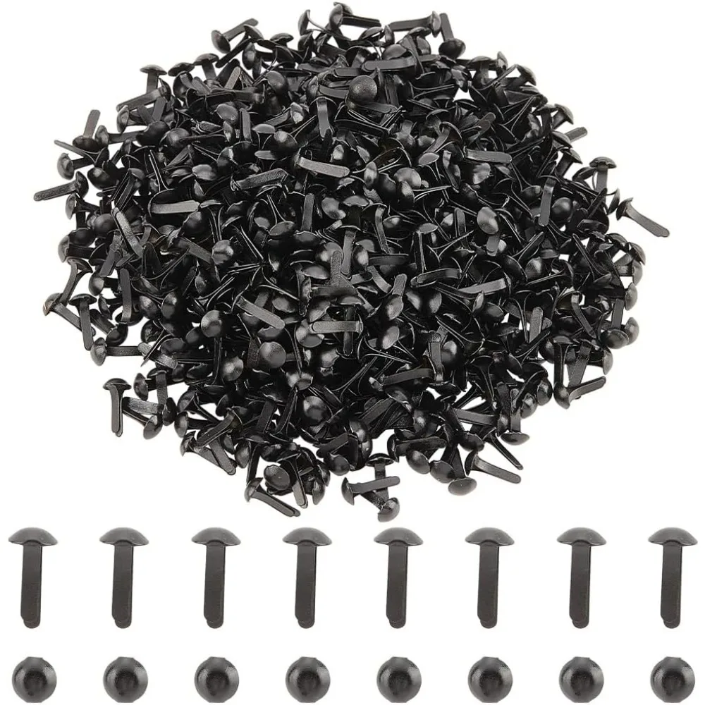 1000pcs Mini Brads Fasteners Black Metal Paper Fasteners Iron Scrapbooking Brads Pastel Brads for Paper Crafts School Project