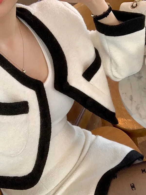 Korean Style Short Quilted Jacket And  Skirt Set Elegant Winter Fashion Women's Outfit Two-Piece Suit Compact Design