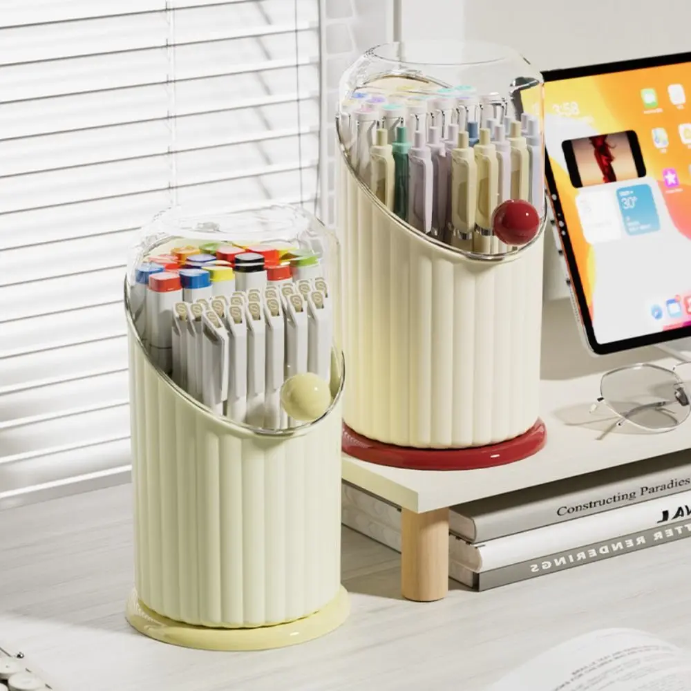 

Держатель кистей для макияжа большой емкости, вращающийся пылезащитный ящик для хранения кистей для макияжа, дофамин с прозрачной крышкой