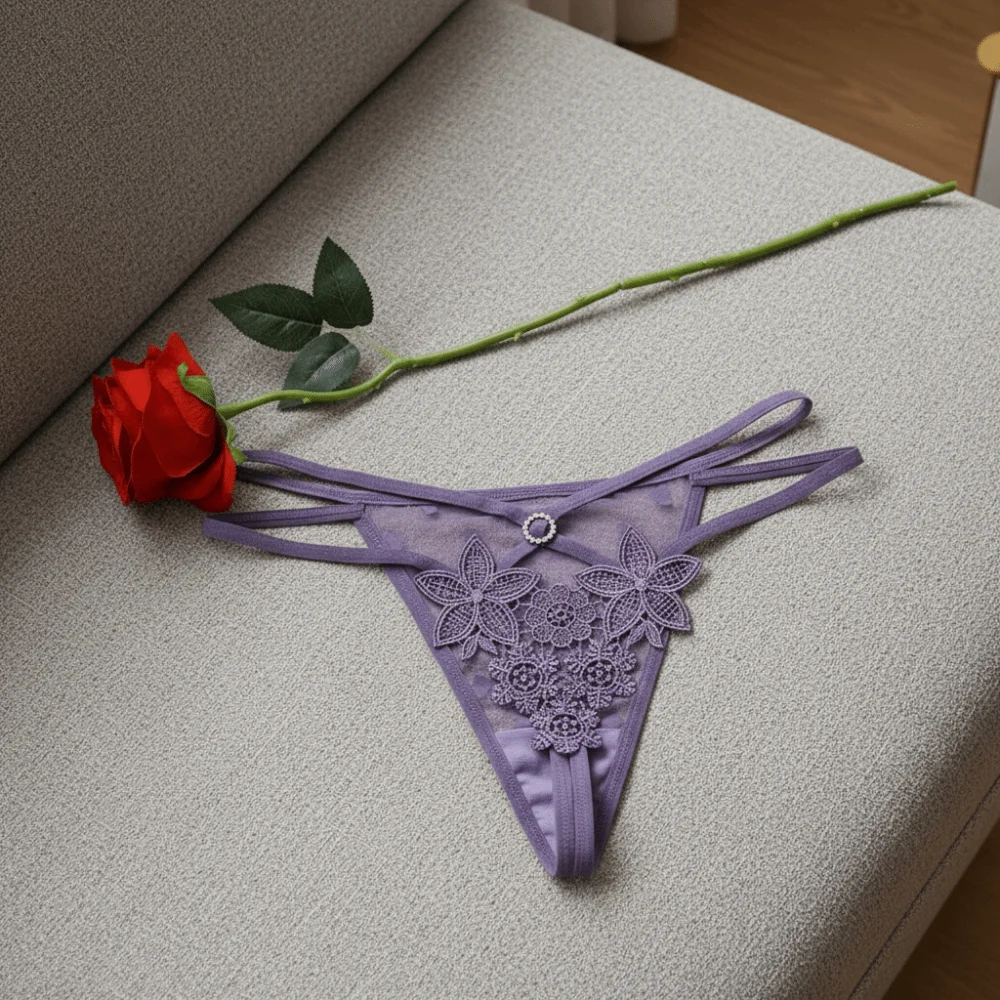 Breathable Low Waist Embroider - Thong Bikini Women 评论和价格