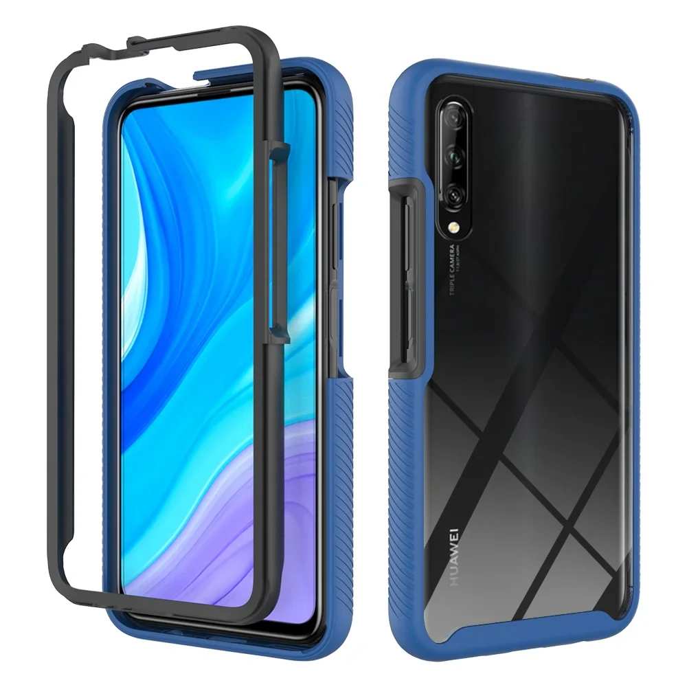 Huaweiy9 Prime 2019 y9s用の耐衝撃性ハイブリッドアーマーケース,6.59インチpuフレーム,透明なプラスチック製バックカバー