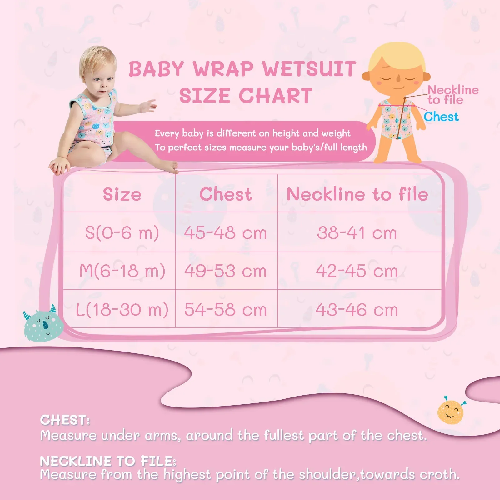 Infant Toddler 2MM Neoprene Vest Adjustable Magic Tape Front Chest Crotch UPF50+ Sun Protection Cold Proof Warm Swimming Wetsuit