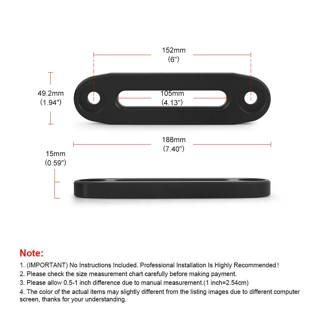 6”152mm Aluminum Hawse Fairlead 4500lbs Winch Fairlead for Synthetic Rope Fairlead 4WD 4X4 Recovery ATV 4500-7000 Accessories