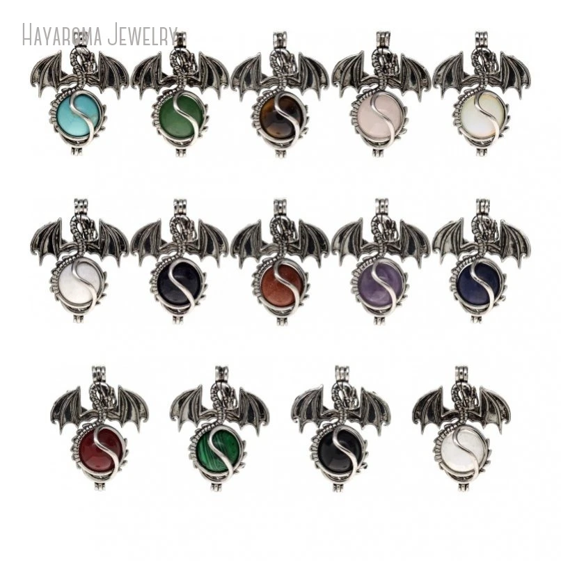 12Pcs Wholesale Animal Dragon Antique Silver Color Copper Black Jewelry Vintage Pendant PM48250