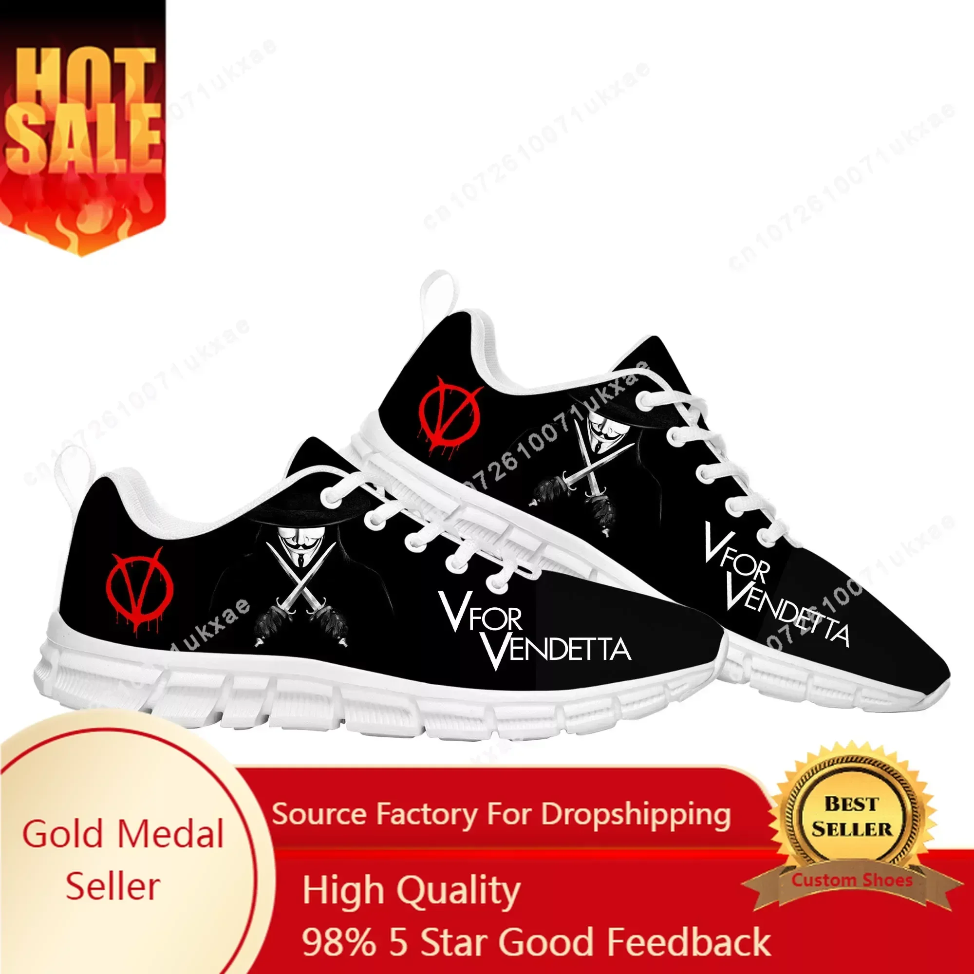 

V for Vendetta Movie Sports Shoes Mens Womens Sneakers High Quality Casual Sneaker Couple Custom Shoes