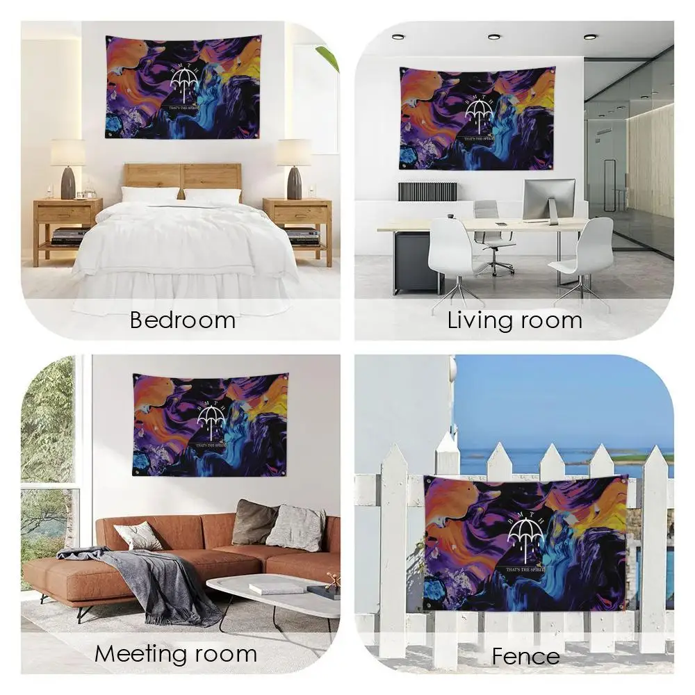 B-BRING ME THE HORIZON Rock Flags 3x5 Ft custom Banner for Garage Door room decor Wall Out Decoration With Metal buckle