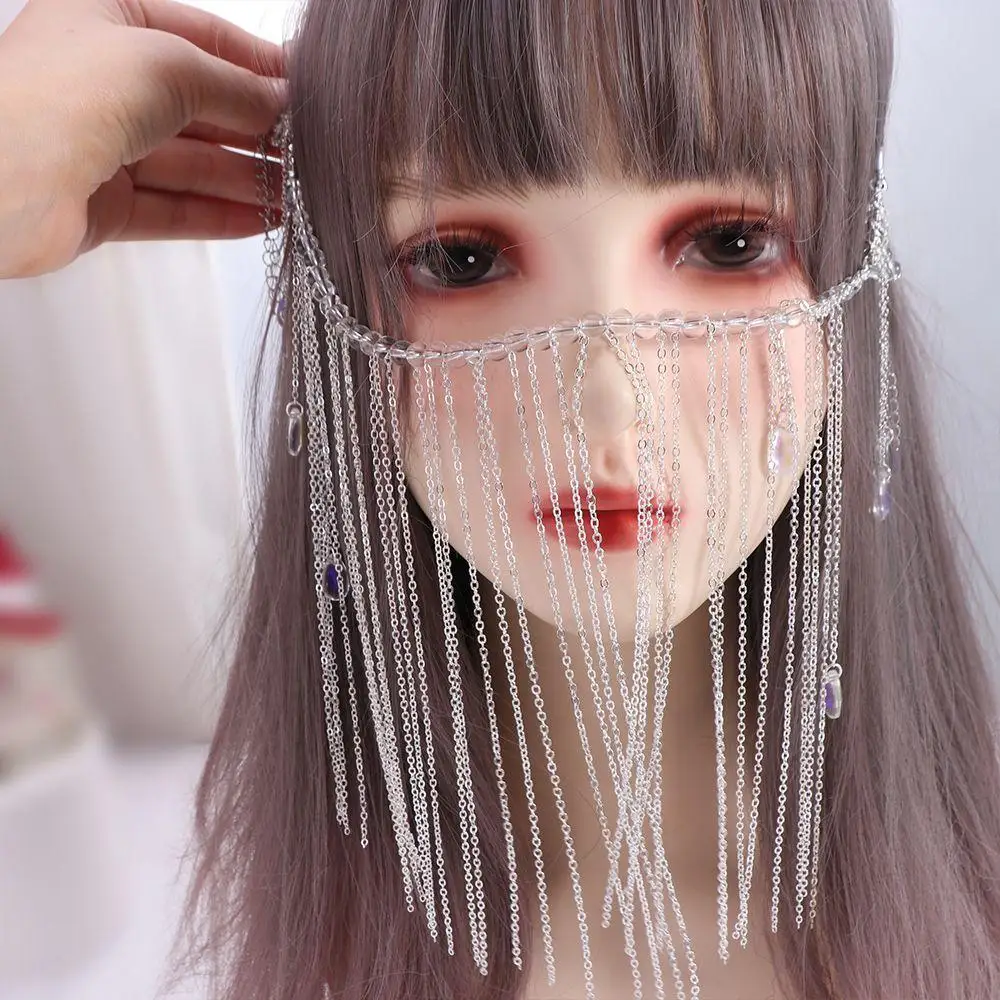 

Роскошная маска-вуаль для лица с длинными кистями, ручной работы, в минималистичном древнем стиле, украшение для Ханьфу, для девочек, для китайской свадьбы