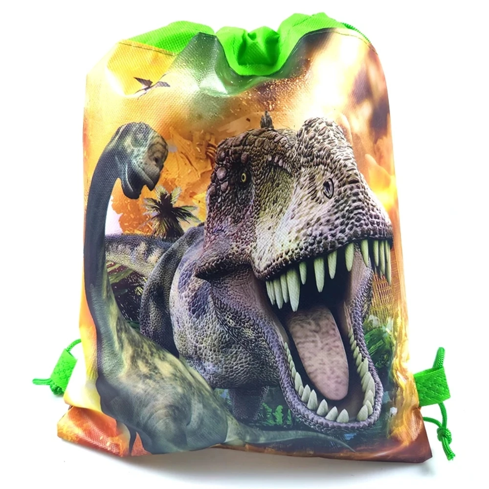 Dinosaur Theme 1pcs/lot Mochila Non-woven Fabrics Drawstring Happy Birthday Party Boys Favors Gifts Bags Decorations Backpack