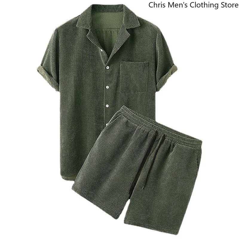 

Men's Casual Loose Short-sleeve and Shorts Two-piece Set, Comfortable Vacation Men's Shorts Set, Casual Vacation Men's Clothing