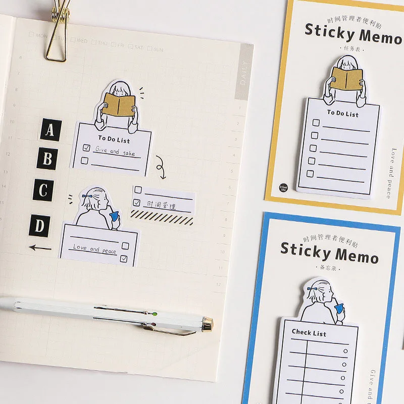 30 Sheets Memo Pad Sticker Creative Cute Message Handbook Note Book Word Notepad Note Memo Sheets Stationery Office Supplies
