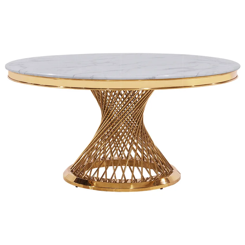 

Light luxury marble round table European high-end hotel round table premium dining table and chairs