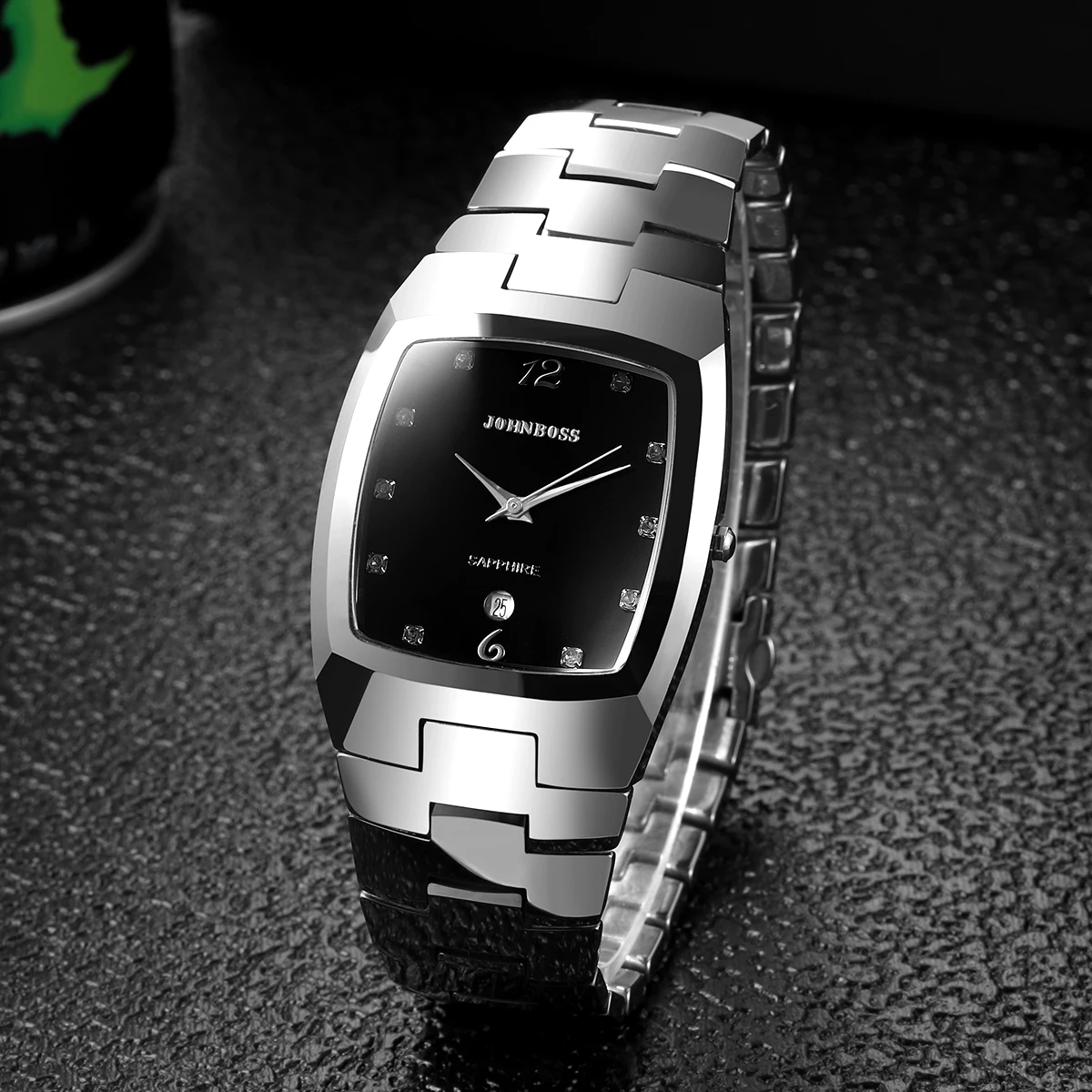 Мужские часы JS с тонким циферблатом, квадратный ремешок из вольфрамовой стали, швейцарский механизм, сапфировое стекло, универсальный, повседневный