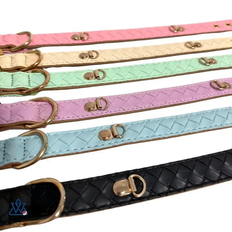 1Pcs Adjustable Braided PU Leather Dog Collar with Beads, DIY Woven Pet Accessories in Multiple Colors - view 3