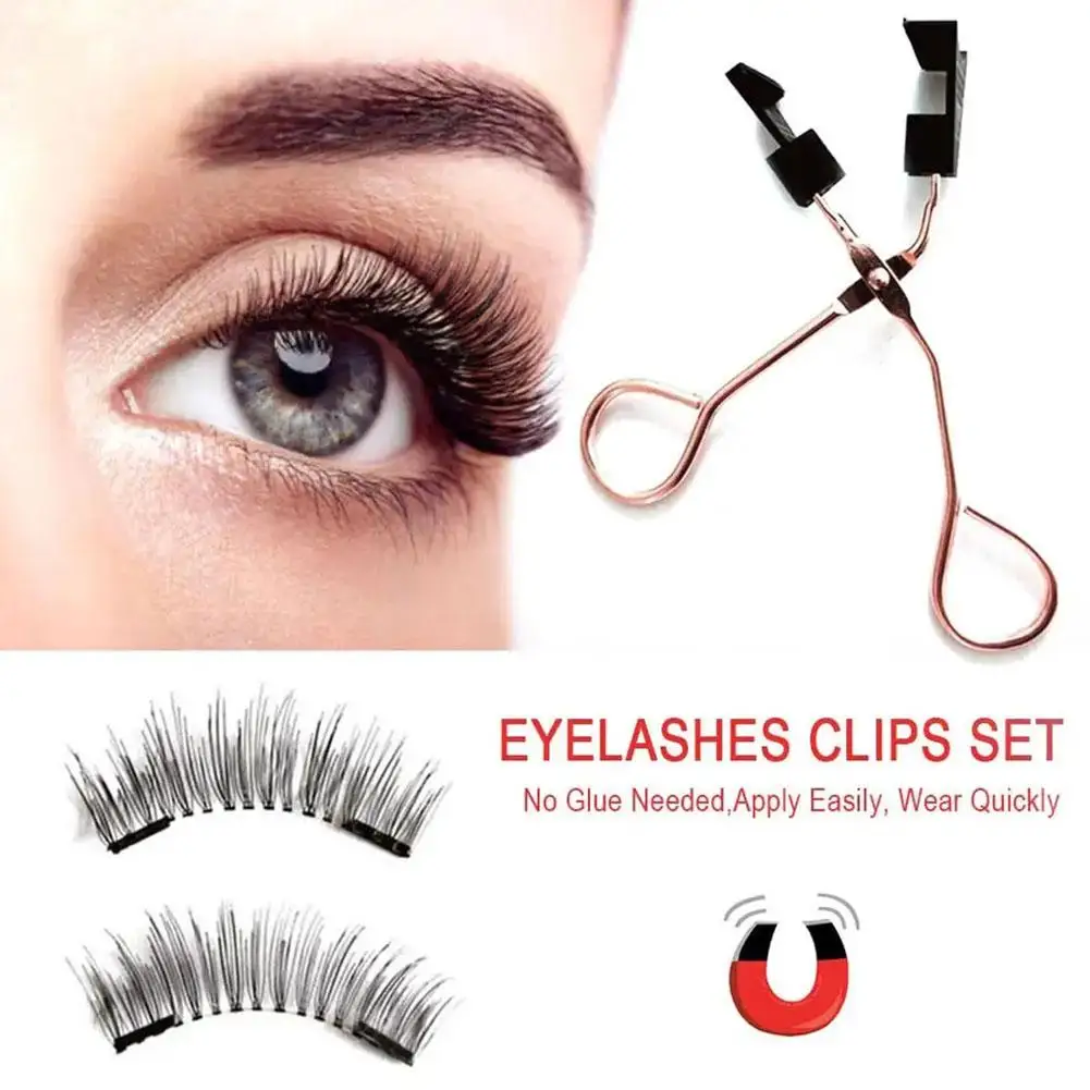 2pair Magnetic EyeLashes Kit With Applicator 3D Natural Look False Lashes Reusable Easy Wear No Glue Need Eyelashes Clip Set