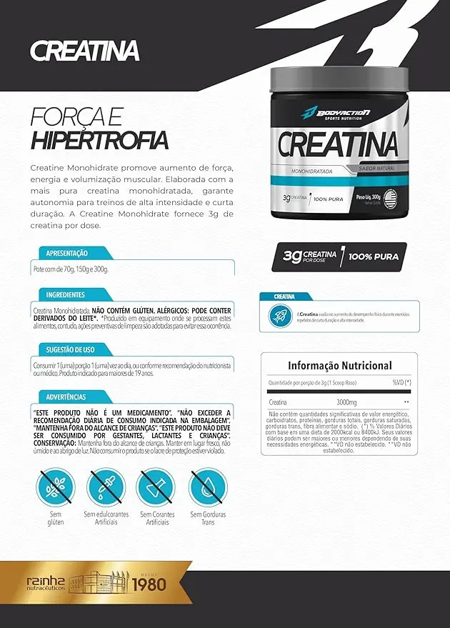 Creatine Pure 100% Monohydrate (300g) Bodyaction