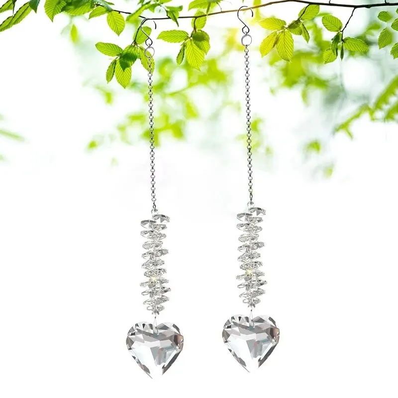 1 Piece Clear Heart Crystal Prism Ball Pendant, Home Window Decoration Suncatcher, Valentine\'s Day Wedding Party Holiday Favours