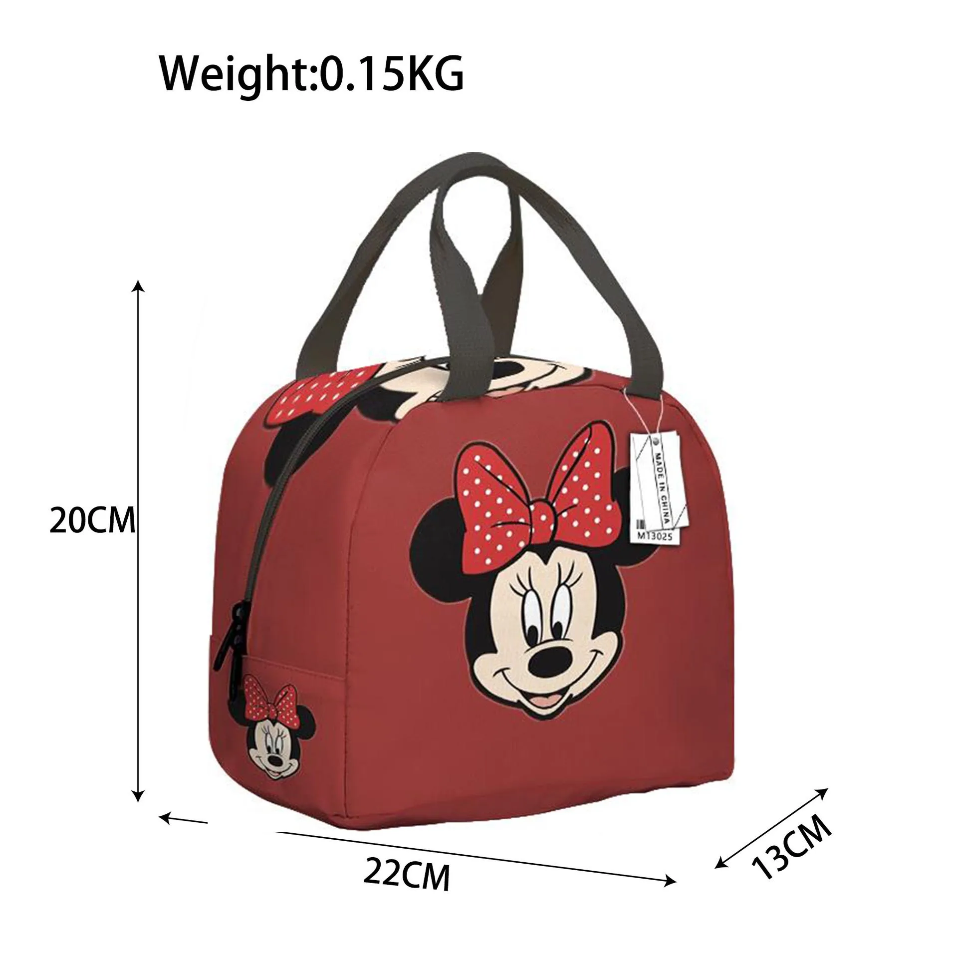 Disney-Sac à lunch de dessin animé Minnie Mouse, grande capacité, étanche, isolation thermique, boîte de rangement des aliments pour enfants