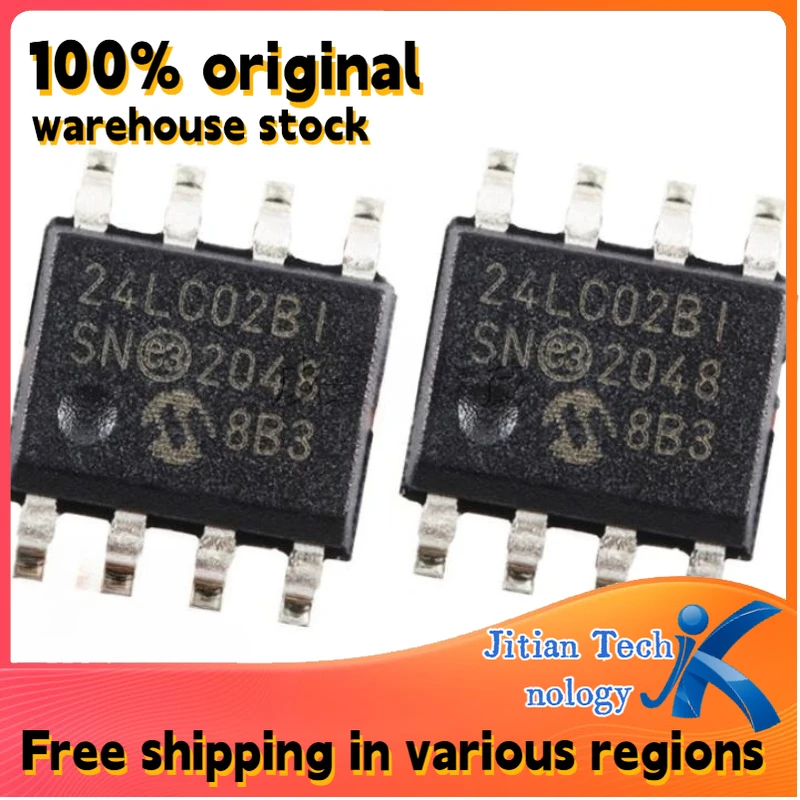 100% original inventory 20PCS 24LC02BT-I/SN logo 24LC02BI SOIC-8 Image memory chip Channel direct sales