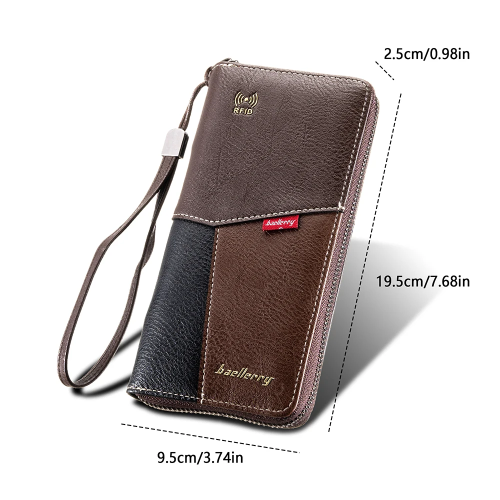 New Large Capacity Men RFID Wallets Handbags Card Holder Zipper Male Coin Purses High Quality Phone Pocket Men Money Clips