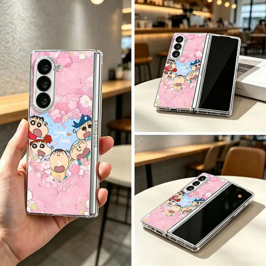Cherry Blossom Shin-Chans Back Phone Cover Case for Samsung Galaxy Z Fold 8 Ultra ZFold5 ZFold4 Z Fold 7 6 5 4 3 ZFold3 ZFold7