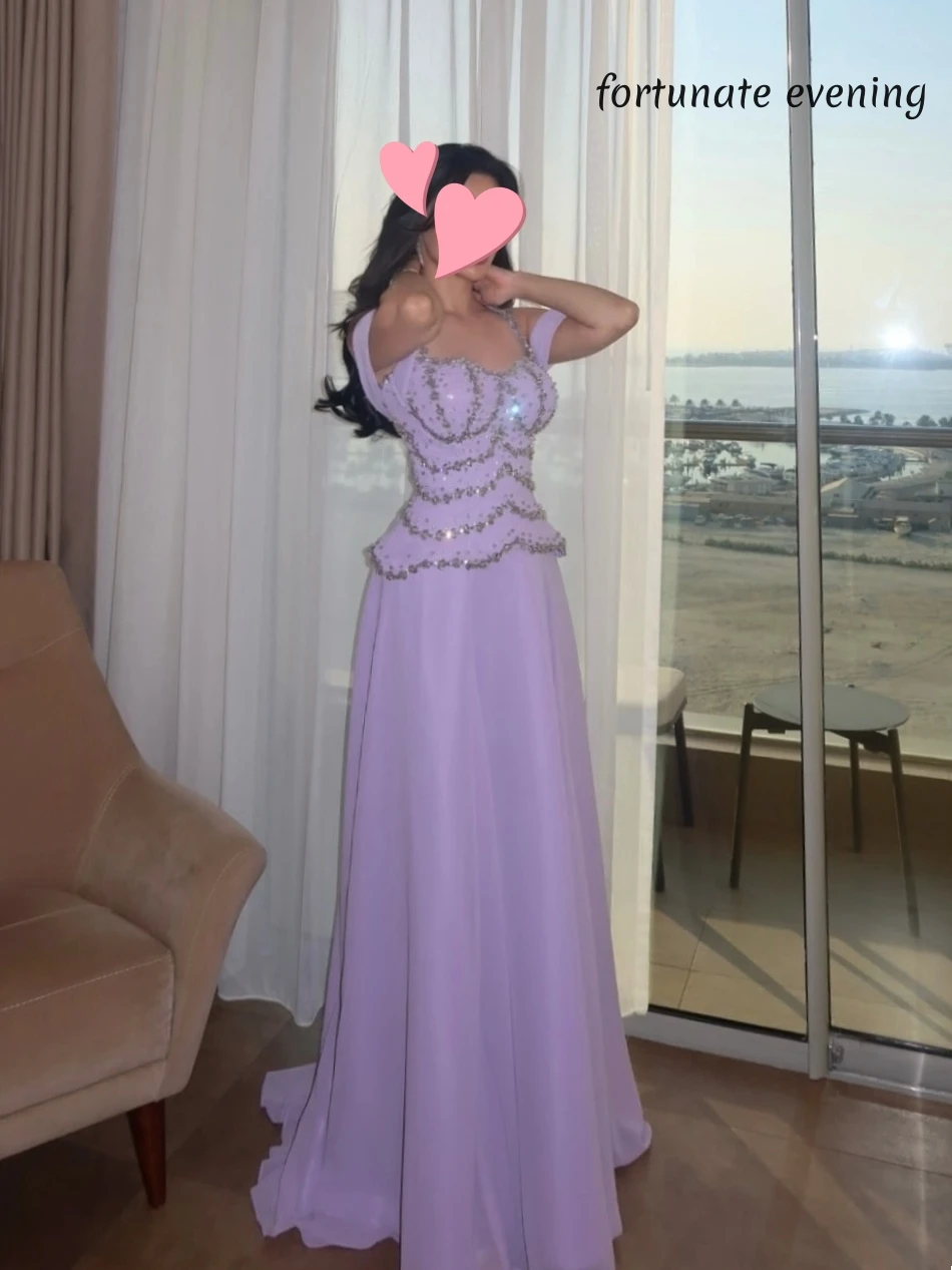 Abiti da sera fortunati eleganti vintage dolci lilla perline di cristallo chiffon personalizzati occasioni formali abiti da ballo abiti da festa da sera