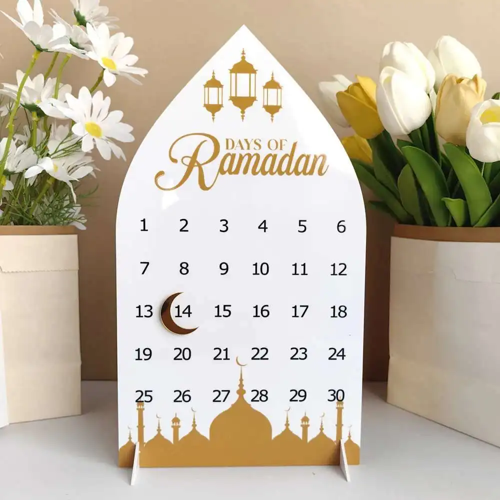 ديكورات رمضان من الأكريليك للمنزل، ديكور طاولة عيد مبارك، تقويم العد التنازلي لمدة 30 يومًا